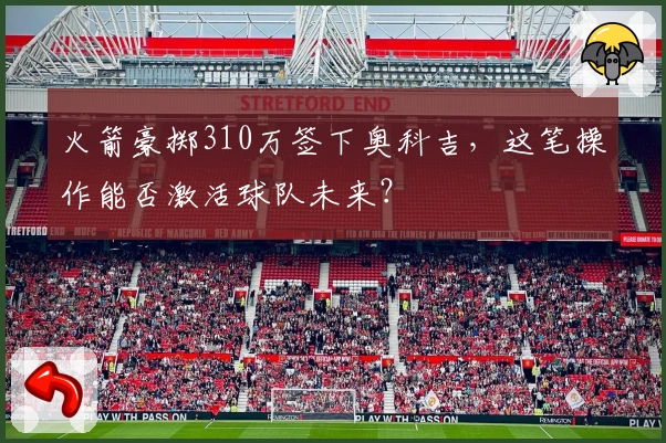 火箭豪掷310万签下奥科吉,这笔操作能否激活球队未来?
